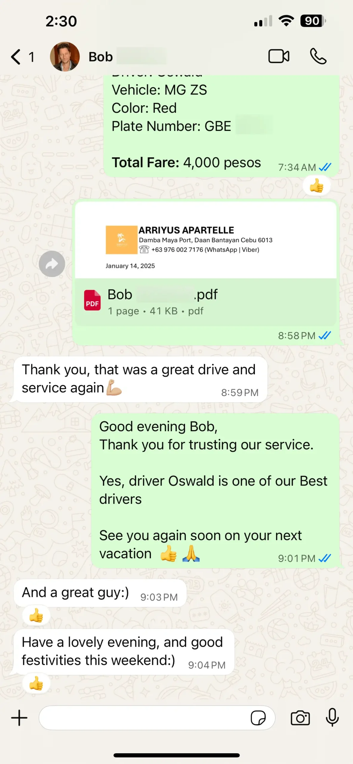 bob - guest testimonial for cebutouristtransfers