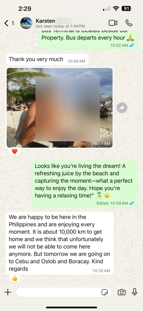 karsten - guest testimonial for cebutouristtransfers