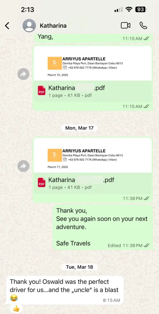 katharina - guest testimonial for cebutouristtransfers