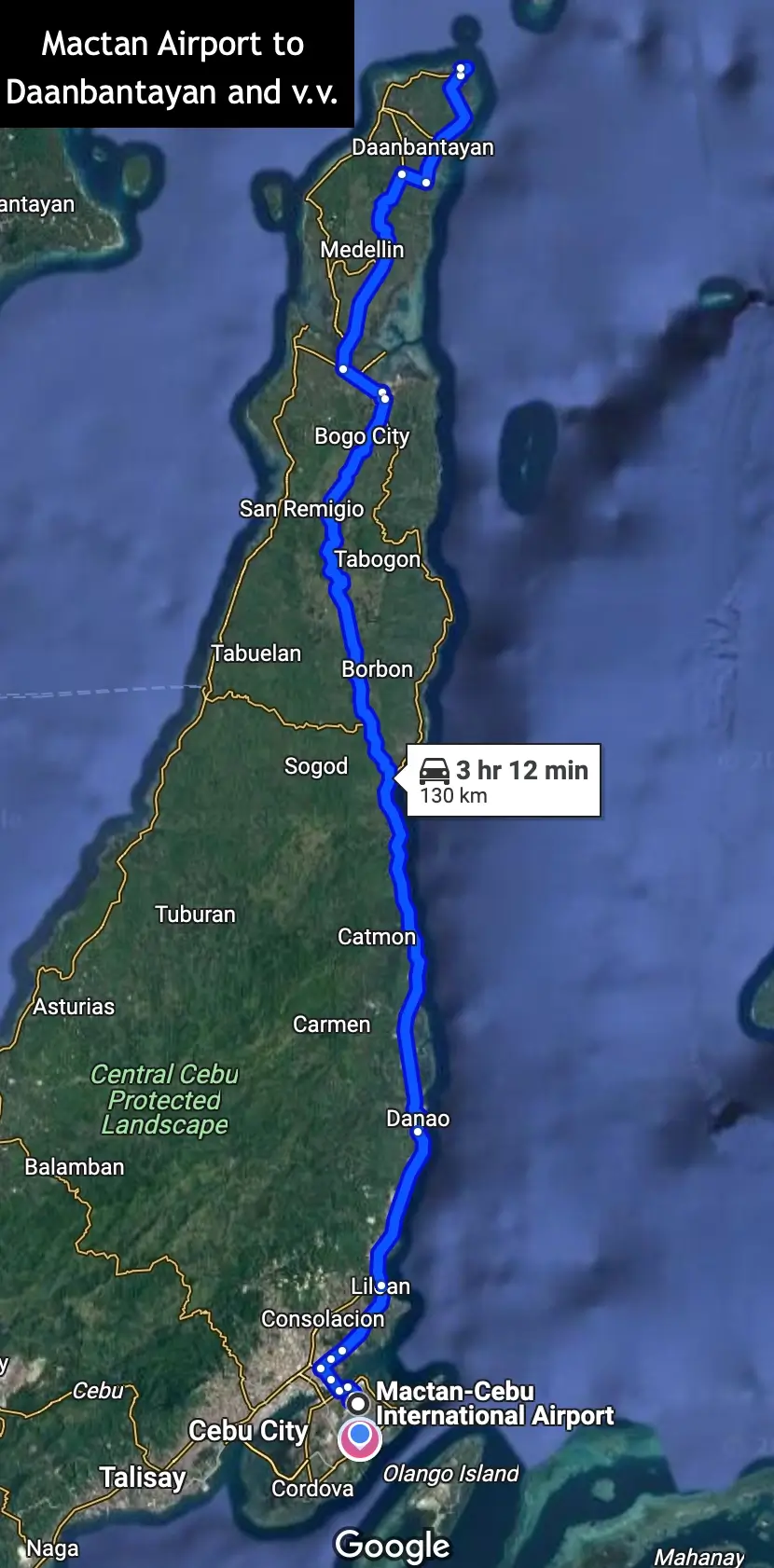mactan airport to daanbantayan private vehicle transfer for tourists in cebu