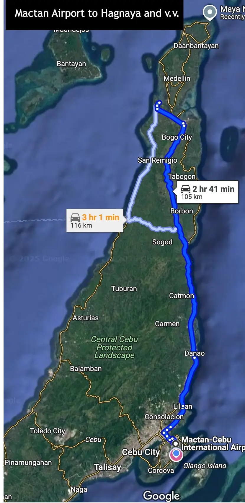 mactan airport to hagnaya private vehicle transfer for tourists in cebu