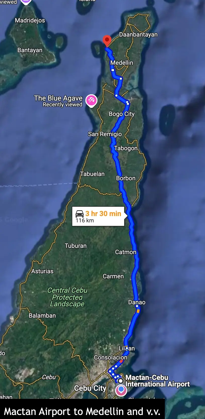 mactan airport to medellin route