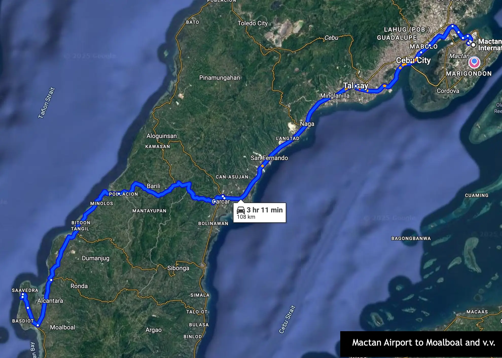 mactan airport to moalboal private vehicle transfer for tourists in cebu