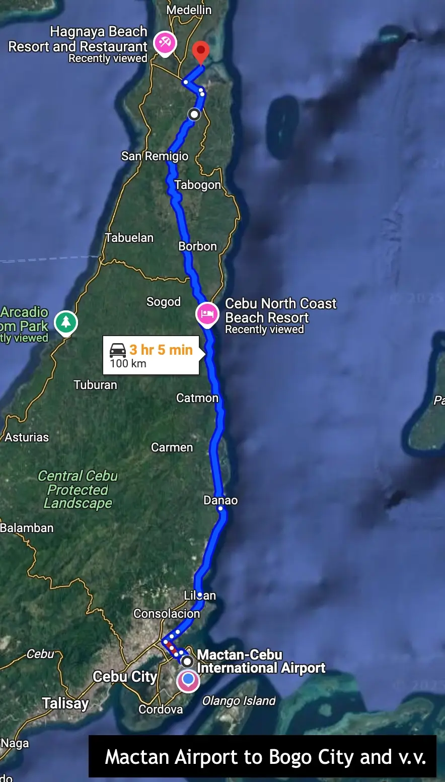 route from mactan cebu airport to bogo city
