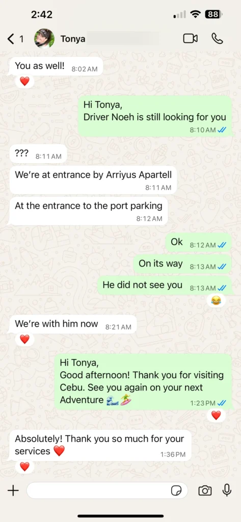 tonia - guest testimonial for cebutouristtransfers