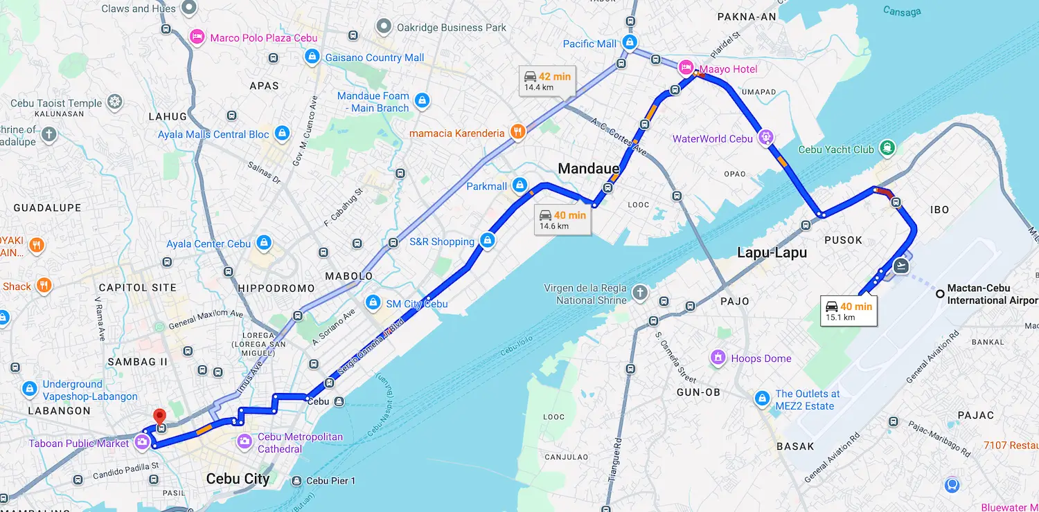 route from mactan airport to south bus terminal